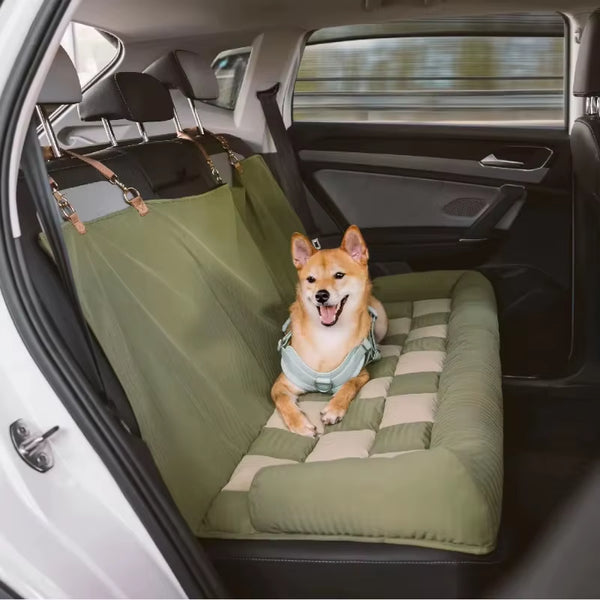 Travel Bolster Safety Back Seat Large Dog Car Seat Bed - Checkered Car Seat