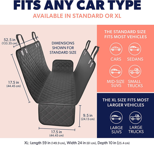 Dog Car Seat for Back Seat, Waterproof Pet Hammock Protector, Durable Nonslip Seat Protection.