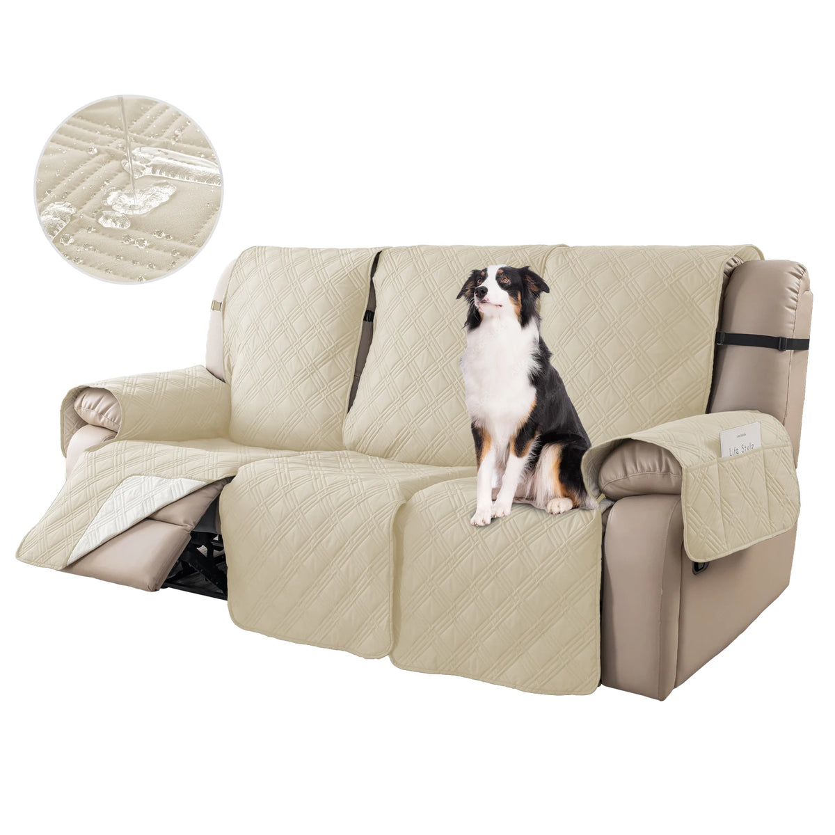 Non-Slip Recliner Sofa Covers 3 Seaters Elastic Band Sofa Covers Washable Furniture Protector for Bedroom, Office, Living Room