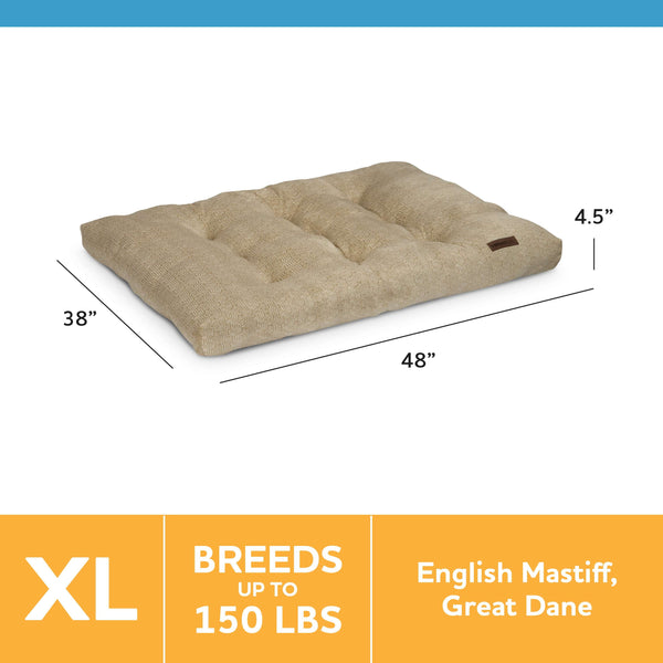 Extra Large Dog Bed, Tufted Plush, Tan, 38" X 48"