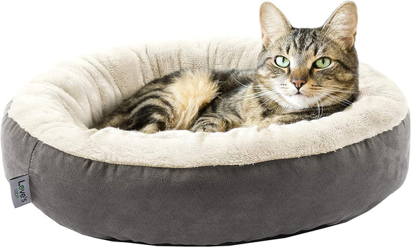 Small round Cat and Dog Cushion Bed, 20In Bed for Cats or Small Dogs, Anti-Slip & Water-Resistant Bottom, Super Soft Durable Fabric Pet Beds, Washable Luxury Cat & Dog Bed Gray