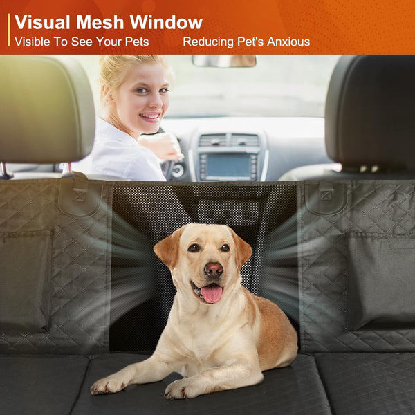 Dog Car Seat Cover - Non Inflatable Hammock for Back Seat, Hard Bottom Protector for Cars, Trucks & Suvs