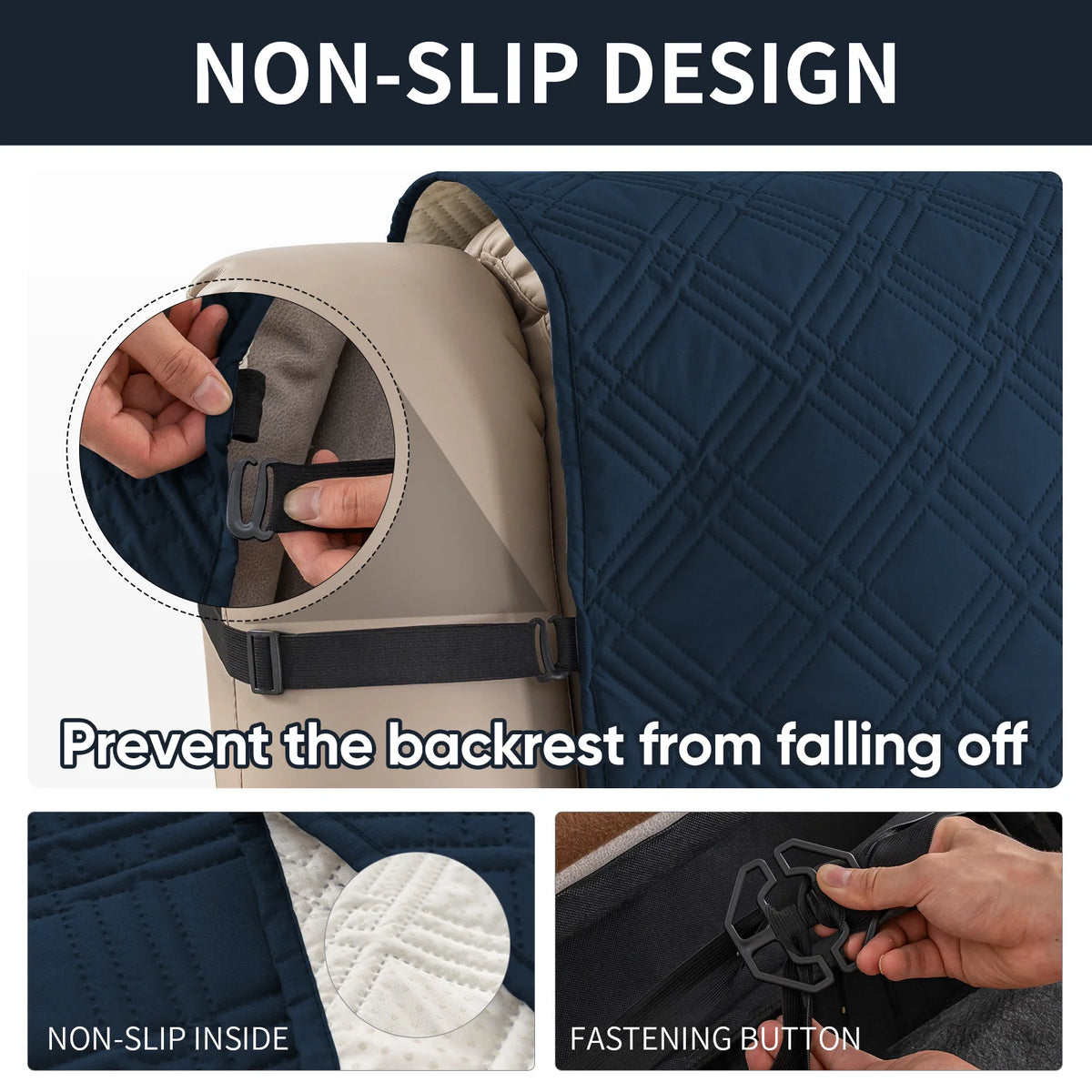 Non-Slip Recliner Sofa Covers 3 Seaters Elastic Band Sofa Covers Washable Furniture Protector for Bedroom, Office, Living Room
