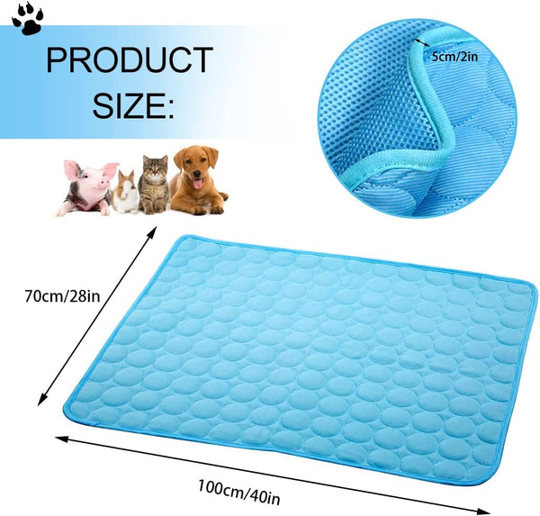 Pet Cooling Mat for Dogs Cats-Ice Silk Dog Cooling Mats, Summer Dog Cooling Pads, Dog Crate Mat Cat Cooling Mat, Portable & Washable Pet Cooling Blanket for Kennel/Sofa/Bed/Floor/Car Seats