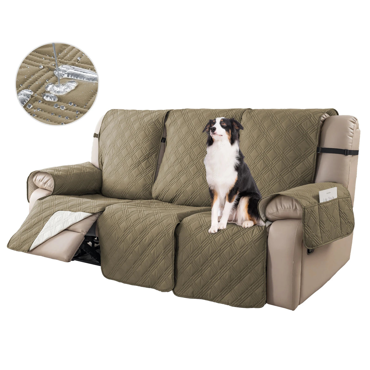 Non-Slip Recliner Sofa Covers 3 Seaters Elastic Band Sofa Covers Washable Furniture Protector for Bedroom, Office, Living Room