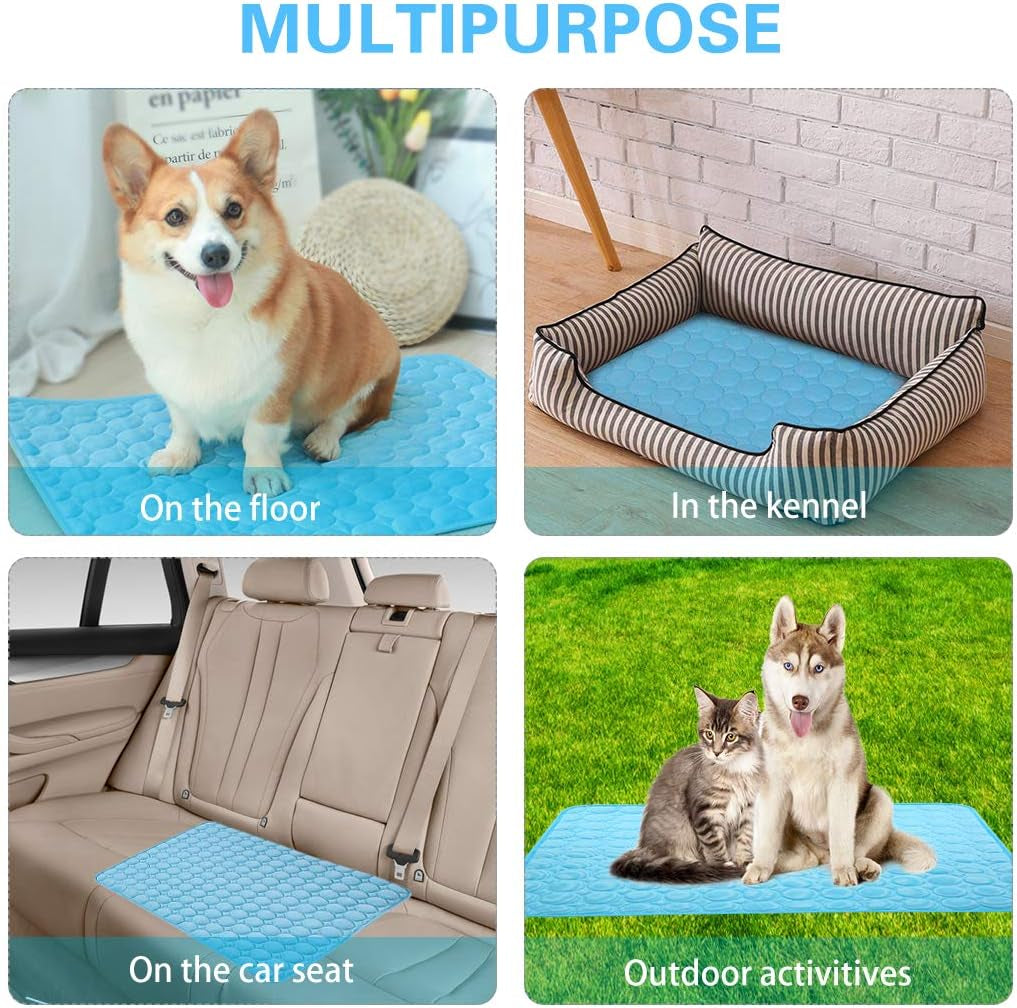 Pet Cooling Mat for Dogs Cats-Ice Silk Dog Cooling Mats, Summer Dog Cooling Pads, Dog Crate Mat Cat Cooling Mat, Portable & Washable Pet Cooling Blanket for Kennel/Sofa/Bed/Floor/Car Seats
