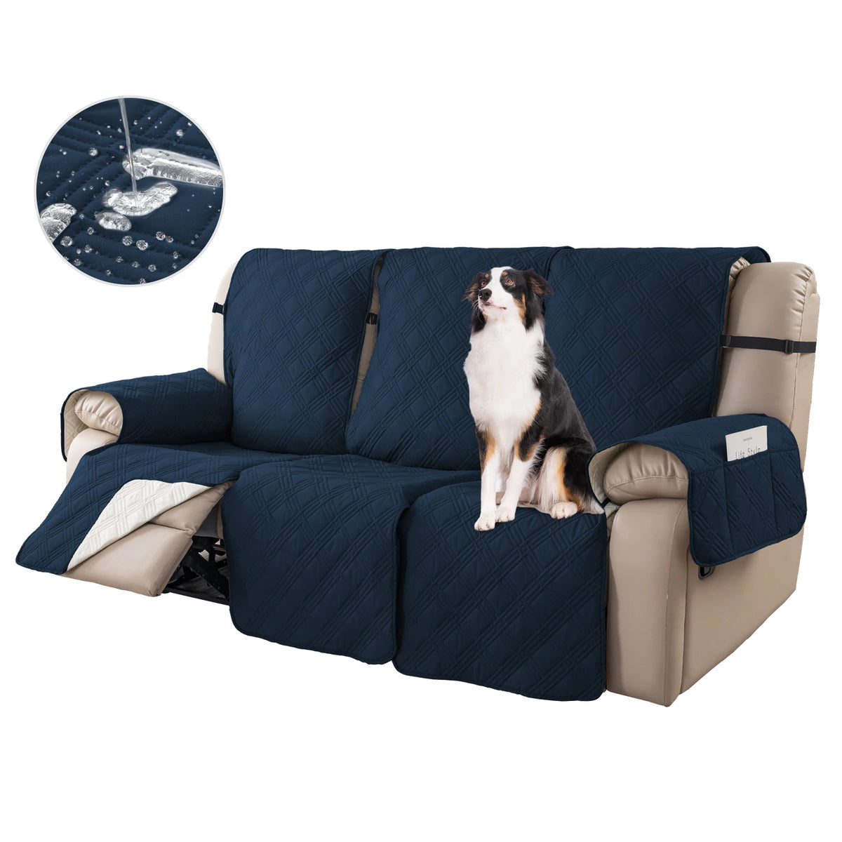Non-Slip Recliner Sofa Covers 3 Seaters Elastic Band Sofa Covers Washable Furniture Protector for Bedroom, Office, Living Room
