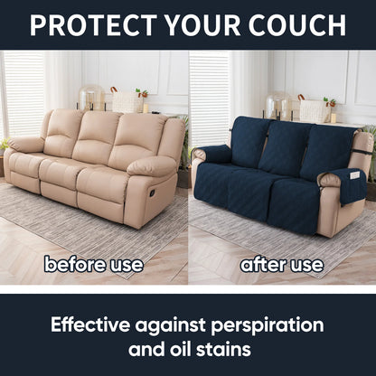 Non-Slip Recliner Sofa Covers 3 Seaters Elastic Band Sofa Covers Washable Furniture Protector for Bedroom, Office, Living Room
