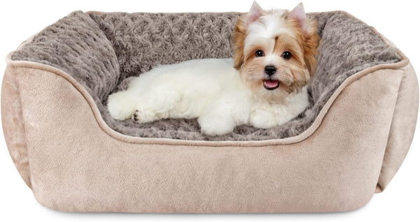 Rectangle Dog Bed for Large, Medium, and Small Dogs Machine Washable Sleeping Sofa Non-Slip Bottom Breathable Soft Puppy Bed Durable Orthopedic Calming Pet Cuddler, Multiple Size, Beige