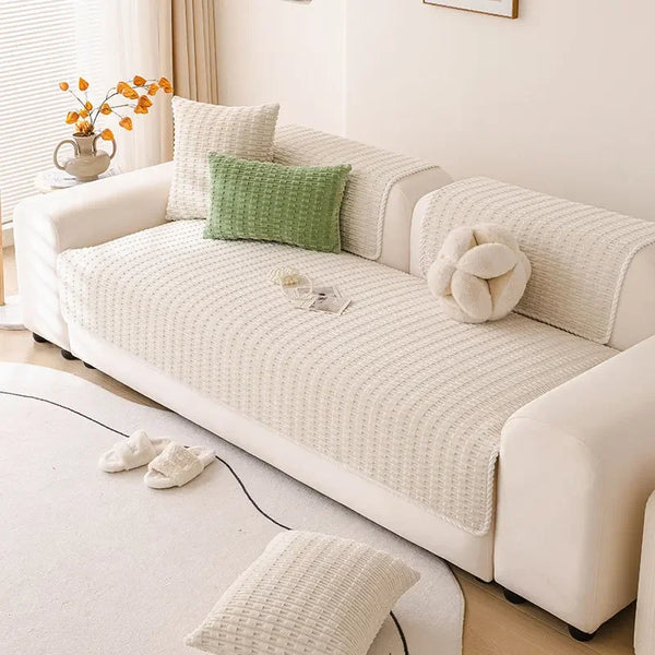 Soft Pattern Solid Color Non-Slip Sofa Cushion Winter Warm Anti-Cat Scratch Sofa Cover New Cream Style Sofa Cushion
