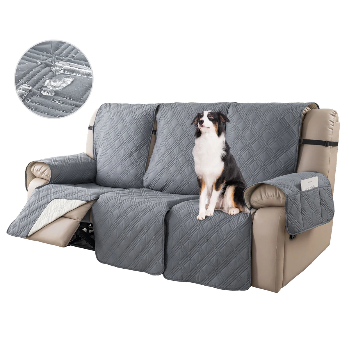 Non-Slip Recliner Sofa Covers 3 Seaters Elastic Band Sofa Covers Washable Furniture Protector for Bedroom, Office, Living Room