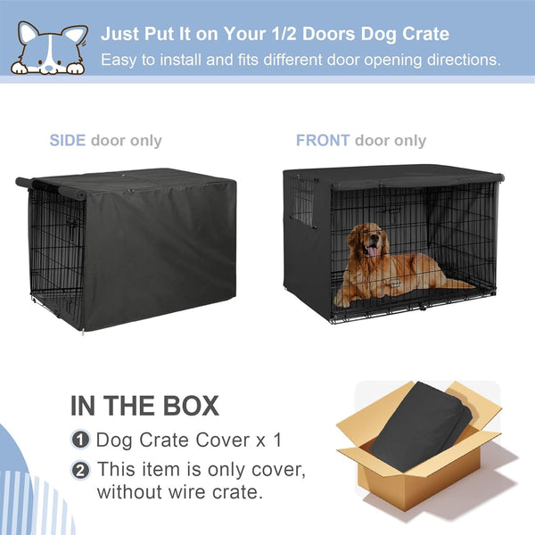 36 Inch Dog Crate Cover Heavy Duty Polyester Pet Kennel Sunshade Universal Fit for Wire Cage (Black)