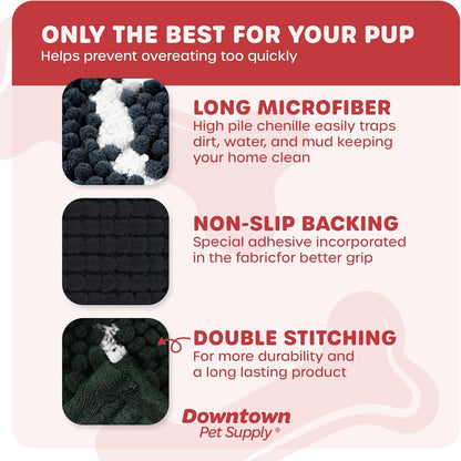 Microfiber Dog Mat for Muddy Paws, 60" X 36" Charcoal with Paw Print - Non-Slip, Absorbent and Quick-Drying Dog Paw Cleaning Mat, Washer and Dryer Safe - X-Large/Runner
