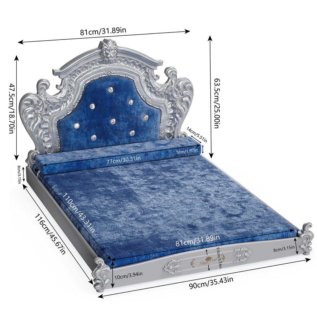 Luxury Pet Bed with Memory Foam Mattress, Washable Dutch Velvet Cover