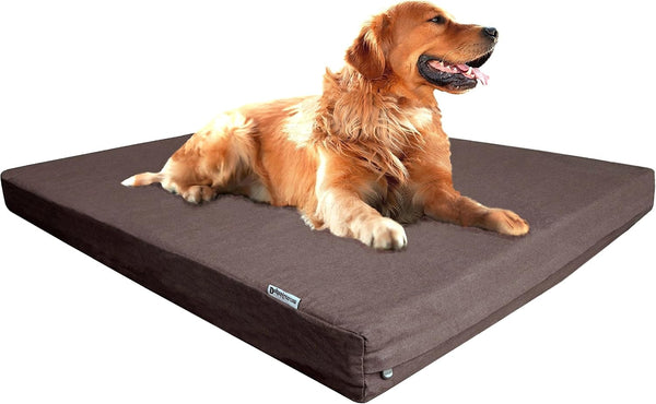 Luxury Extra Large Orthopedic Memory Foam Dog Bed for Large Dogs with Durable Waterproof Internal Case, Removable Washable Denim Cover and Extra Bonus Pet Bed Cover