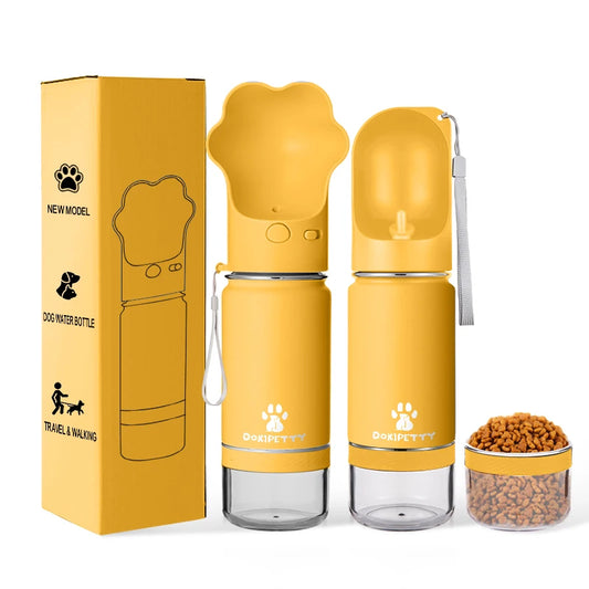 3 in 1 Leak-Proof Double Walled Insulated Portable 14Oz Paw Pet Dog Water Bottle and Bowl for Walking Hiking and Travel
