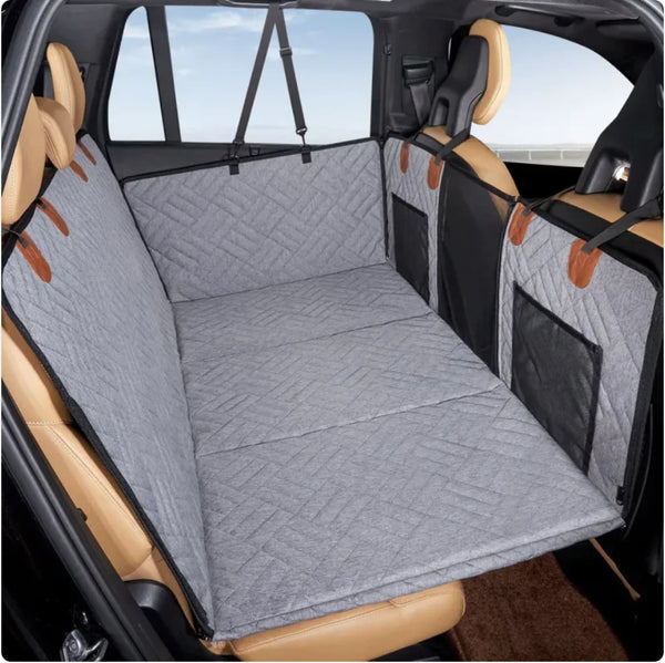 Waterproof Pet Car Seat Bed & Leash Seatbelt + Collapsible Water Bowl