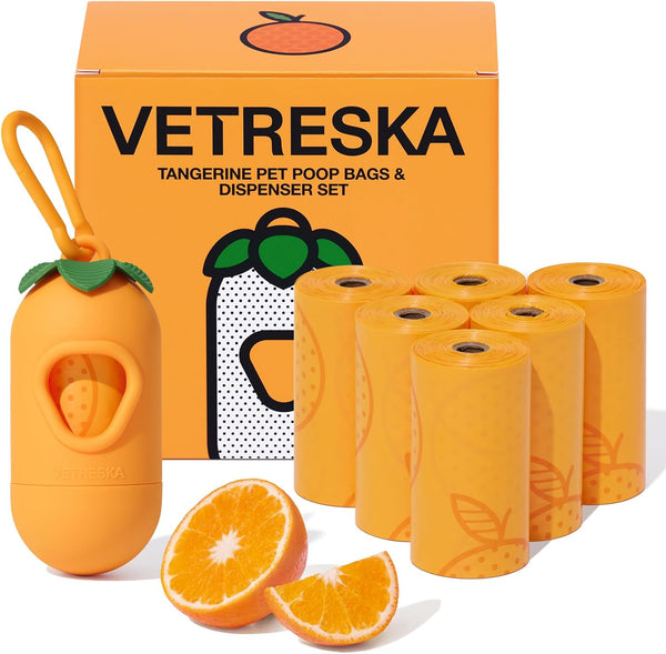 Tangerine & Daisy Scented Dog Waste Bags with Dispenser