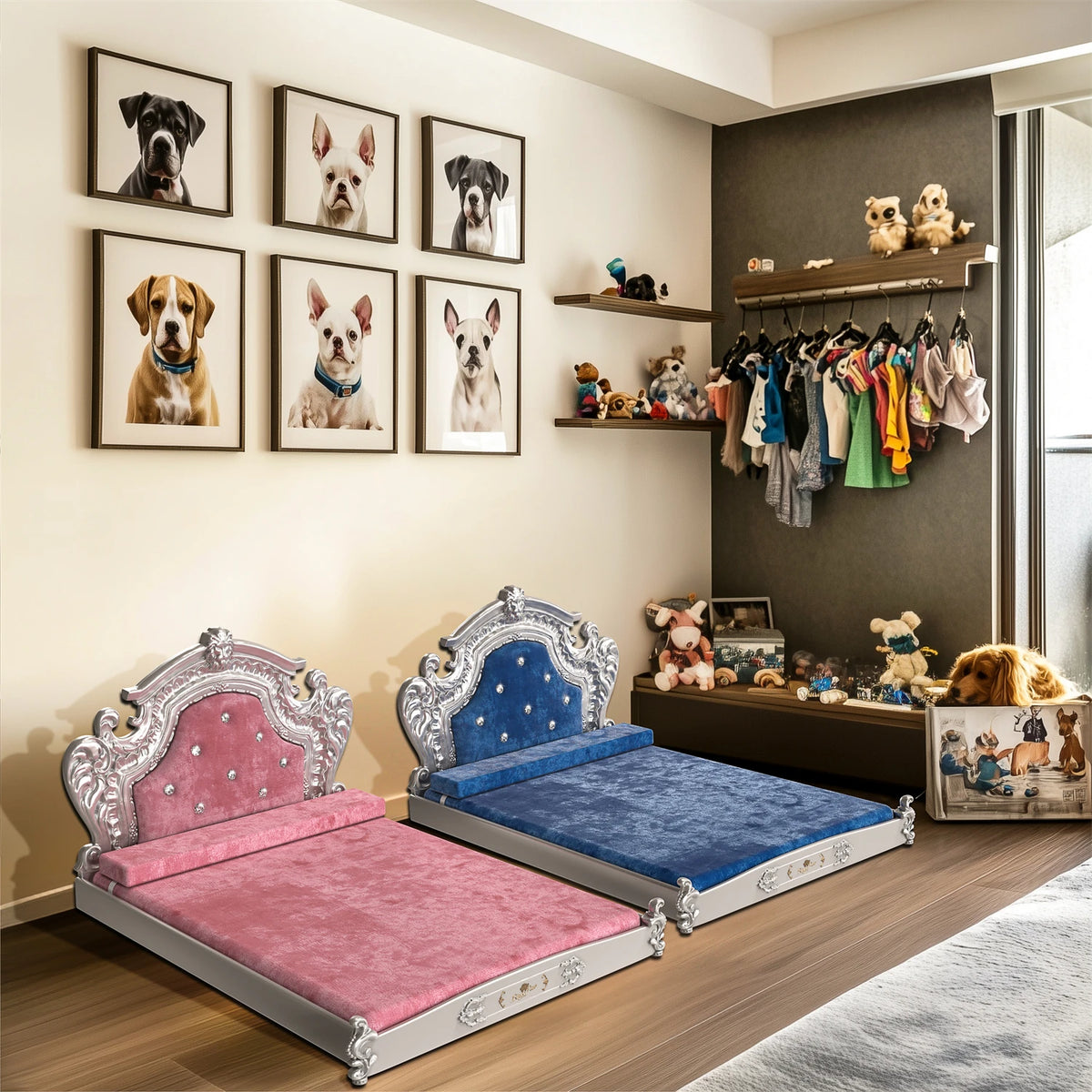 Luxury Pet Bed with Memory Foam Mattress, Washable Dutch Velvet Cover