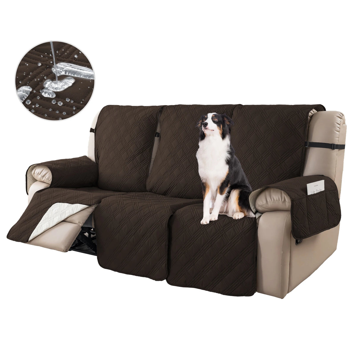 Non-Slip Recliner Sofa Covers 3 Seaters Elastic Band Sofa Covers Washable Furniture Protector for Bedroom, Office, Living Room
