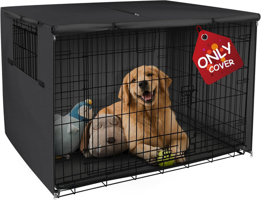 36 Inch Dog Crate Cover Heavy Duty Polyester Pet Kennel Sunshade Universal Fit for Wire Cage (Black)