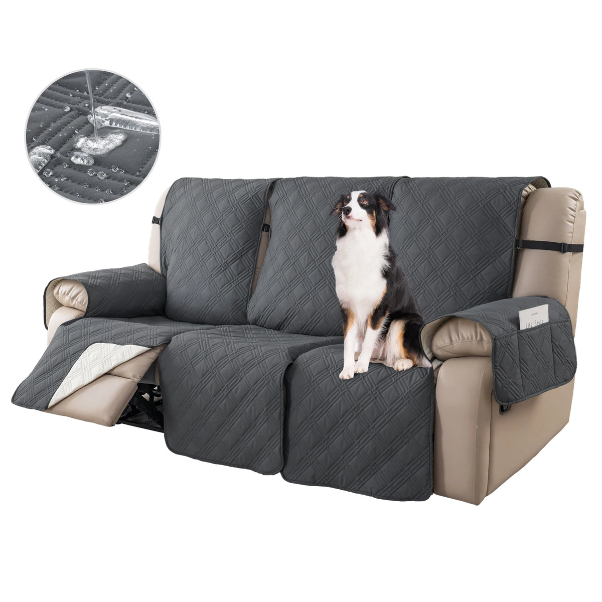 Non-Slip Recliner Sofa Covers 3 Seaters Elastic Band Sofa Covers Washable Furniture Protector for Bedroom, Office, Living Room
